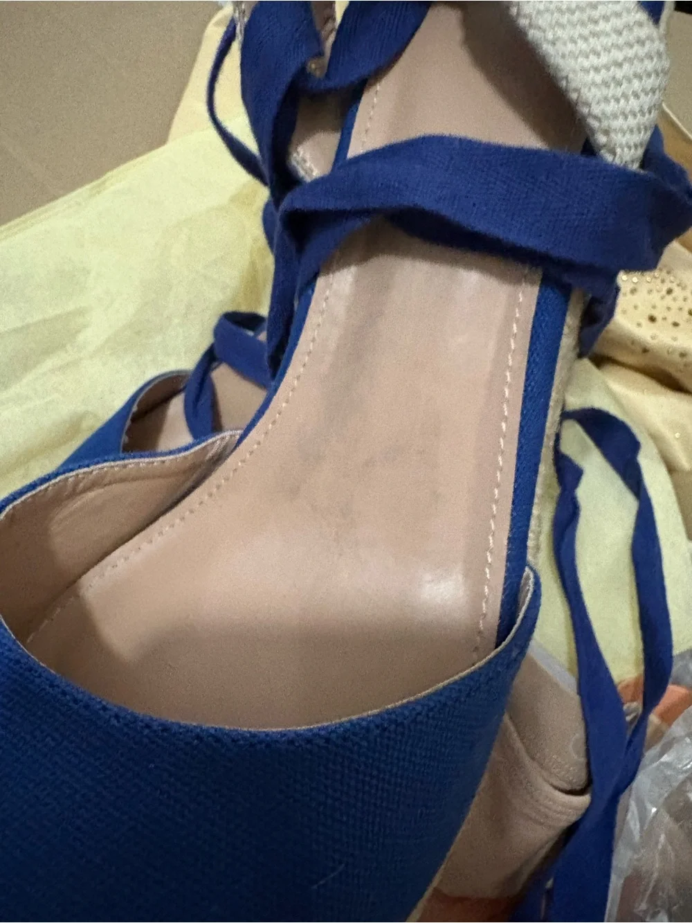 Blue Lace-Up Women's Flats